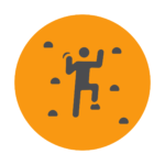 Icon of person climbing up using grips